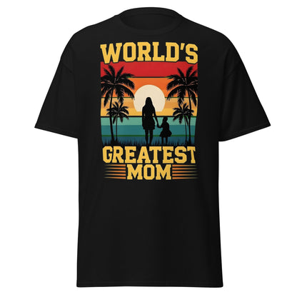 World's Greatest Mom Retro Sunset T-Shirt - Mother's Day Tee - Black - T-Shirts Online
