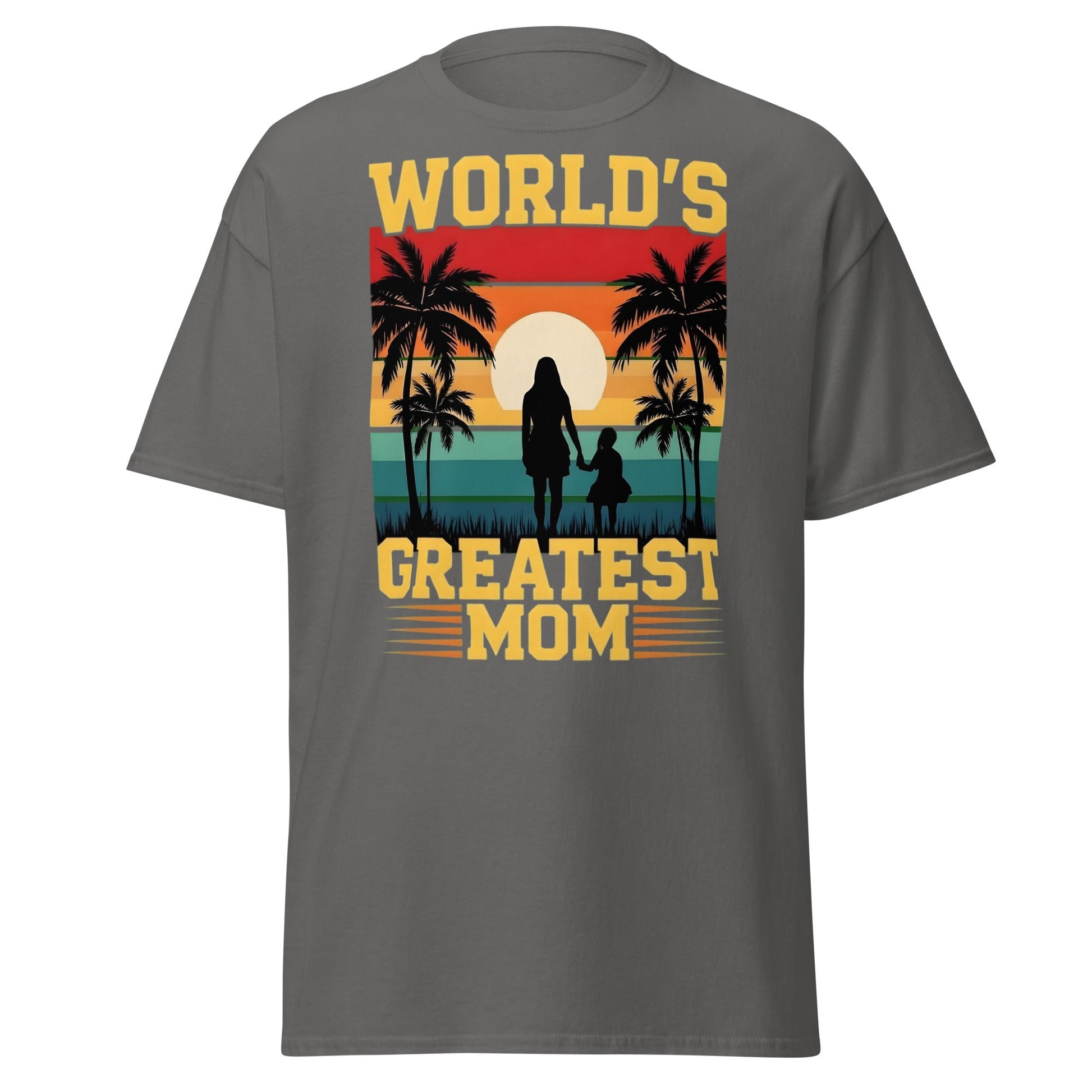 World's Greatest Mom Retro Sunset T-Shirt - Mother's Day Tee - Charcoal - T-Shirts Online