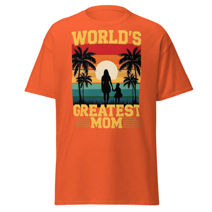 World's Greatest Mom Retro Sunset T-Shirt - Mother's Day Tee - Orange - T-Shirts Online