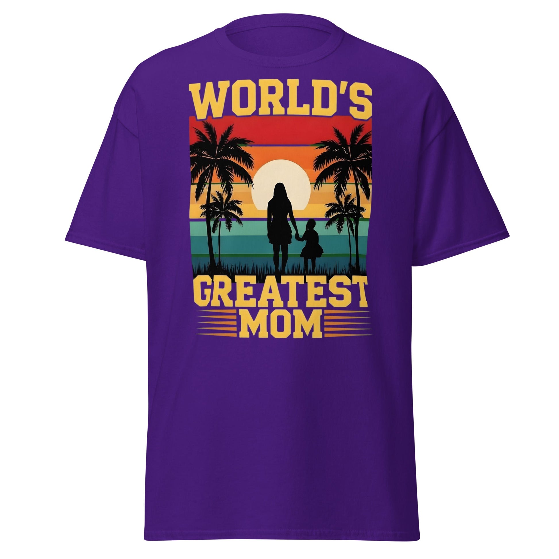 World's Greatest Mom Retro Sunset T-Shirt - Mother's Day Tee - Purple - T-Shirts Online