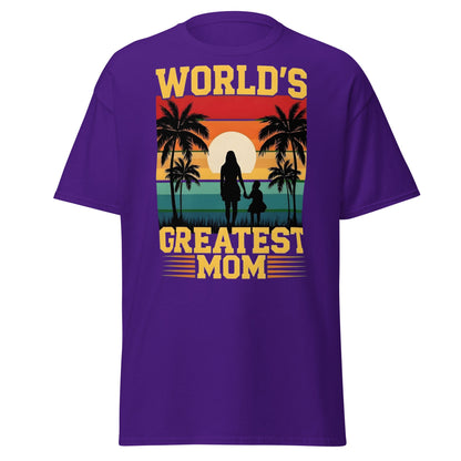 World's Greatest Mom Retro Sunset T-Shirt - Mother's Day Tee - Purple - T-Shirts Online