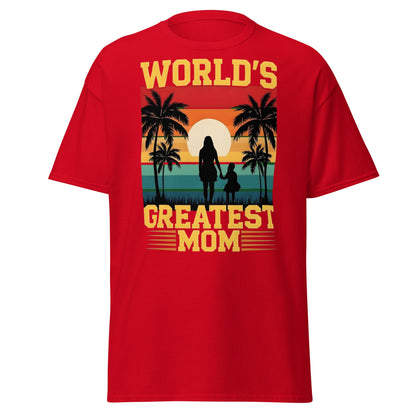 World's Greatest Mom Retro Sunset T-Shirt - Mother's Day Tee - Red - T-Shirts Online