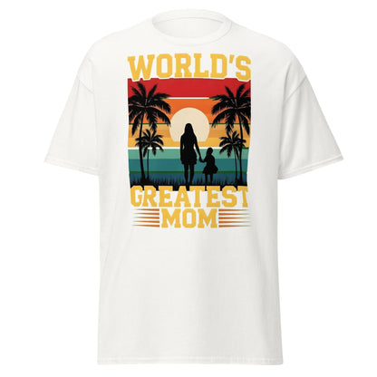 World's Greatest Mom Retro Sunset T-Shirt - Mother's Day Tee - White - T-Shirts Online