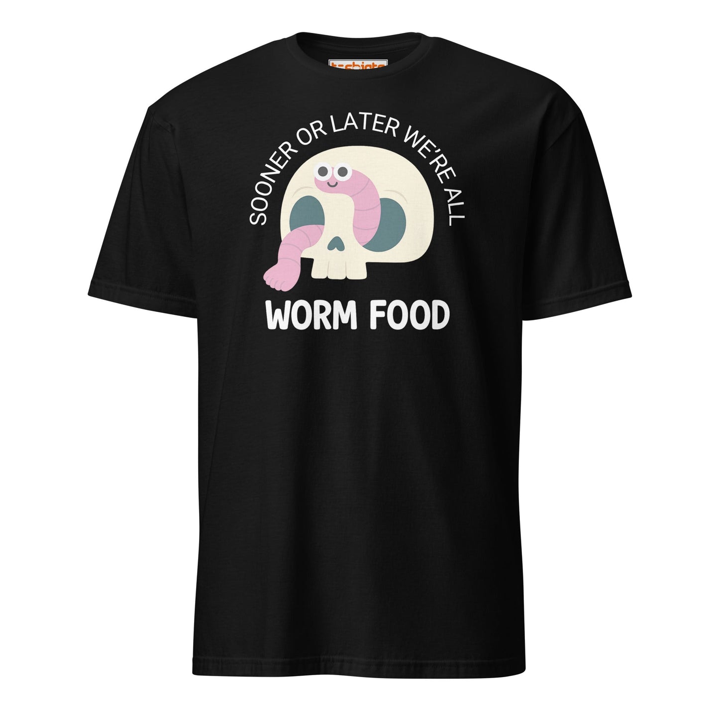 Worm Food Skull T-Shirt – Cute Dark Humor Tee - Black - T-Shirts Online
