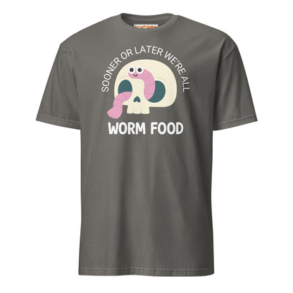 Worm Food Skull T-Shirt – Cute Dark Humor Tee - Charcoal - T-Shirts Online
