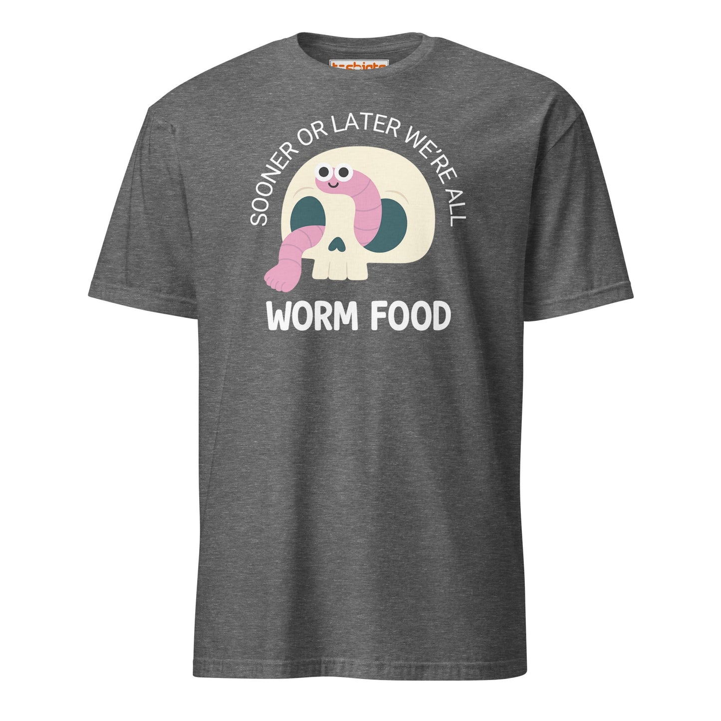 Worm Food Skull T-Shirt – Cute Dark Humor Tee - Graphite Heather - T-Shirts Online
