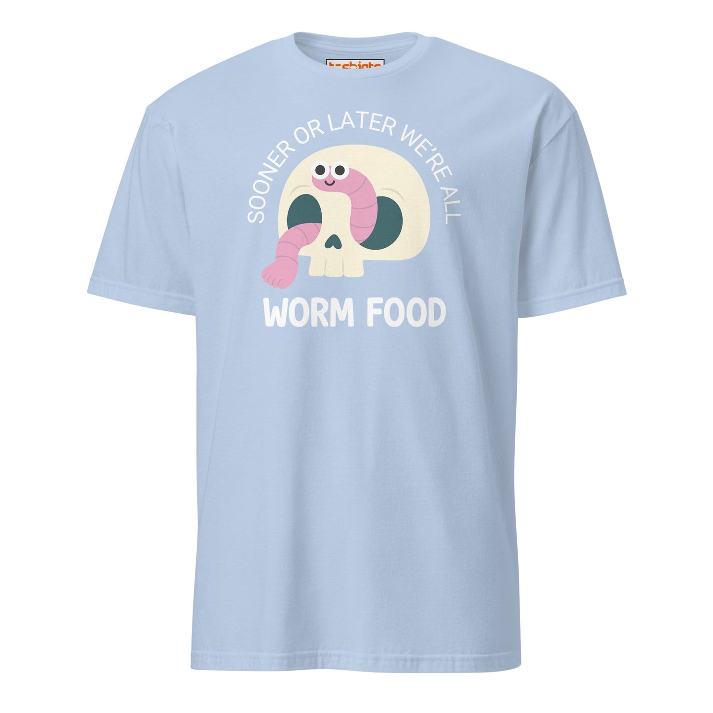 Worm Food Skull T-Shirt – Cute Dark Humor Tee - Light Blue - T-Shirts Online