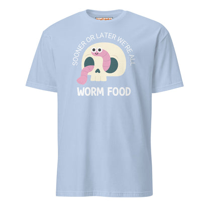Worm Food Skull T-Shirt – Cute Dark Humor Tee - Light Blue - T-Shirts Online