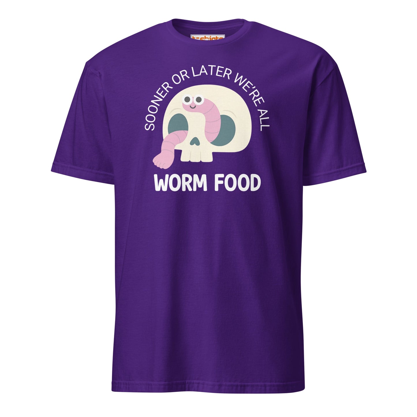 Worm Food Skull T-Shirt – Cute Dark Humor Tee - Purple - T-Shirts Online