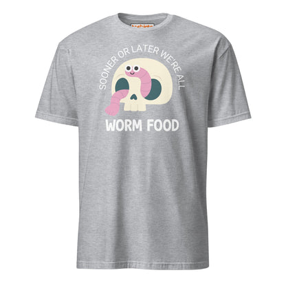 Worm Food Skull T-Shirt – Cute Dark Humor Tee - Sport Grey - T-Shirts Online