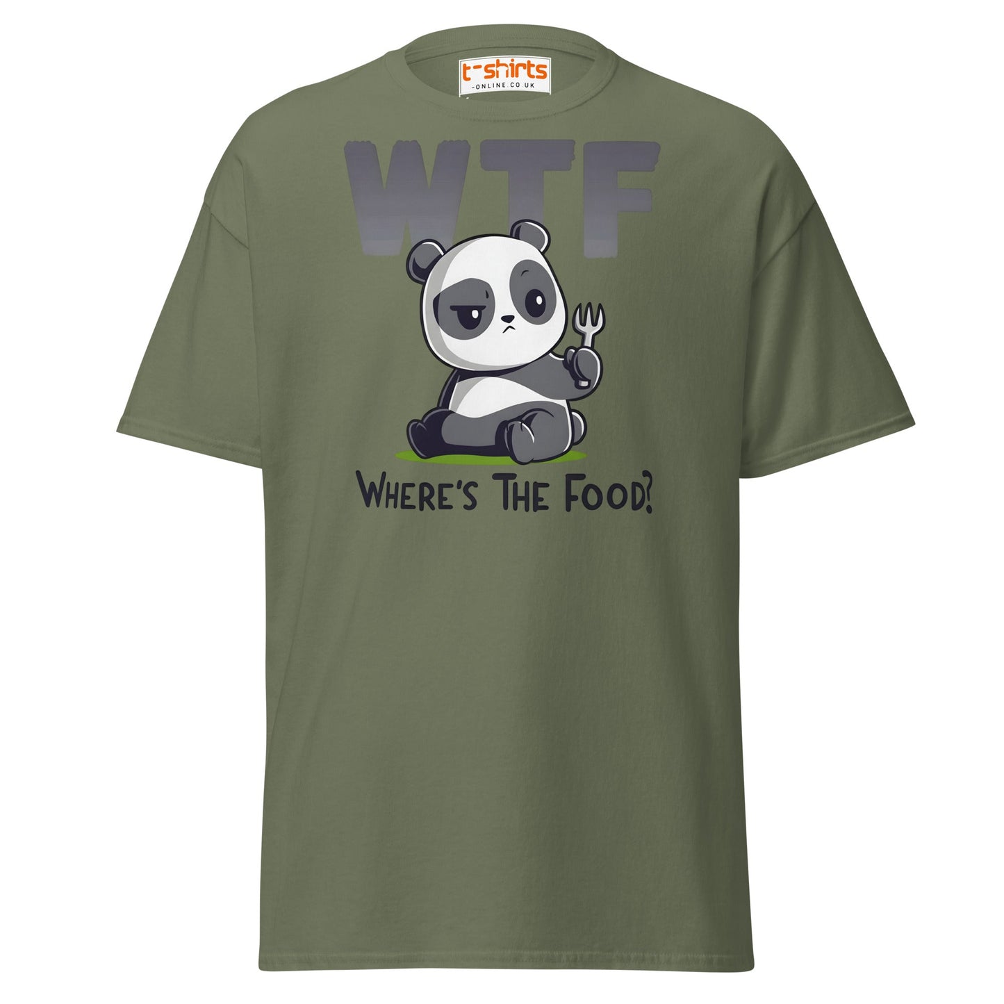 WTF Panda T-Shirt | Funny Where’s The Food Tee - Military Green - T-Shirts Online