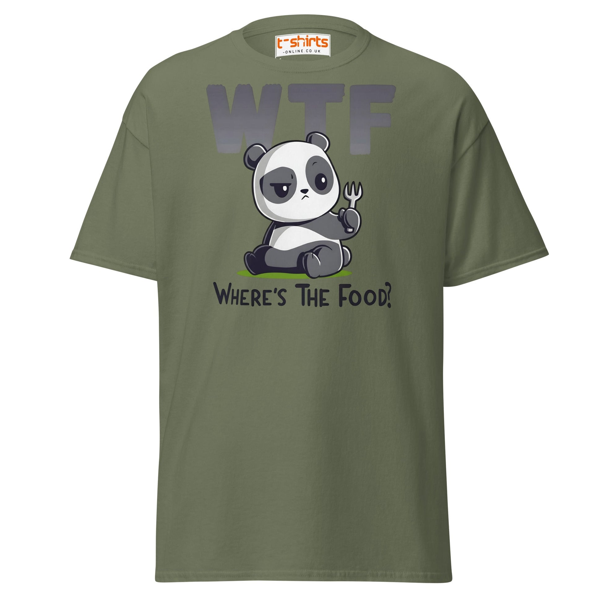 WTF Panda T-Shirt | Funny Where’s The Food Tee - Military Green - T-Shirts Online