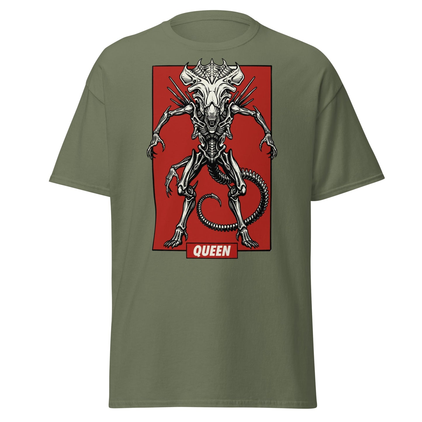 Xenomorph Queen T-Shirt - Sci - Fi Horror Alien Graphic Tee - Military Green - T-Shirts Online