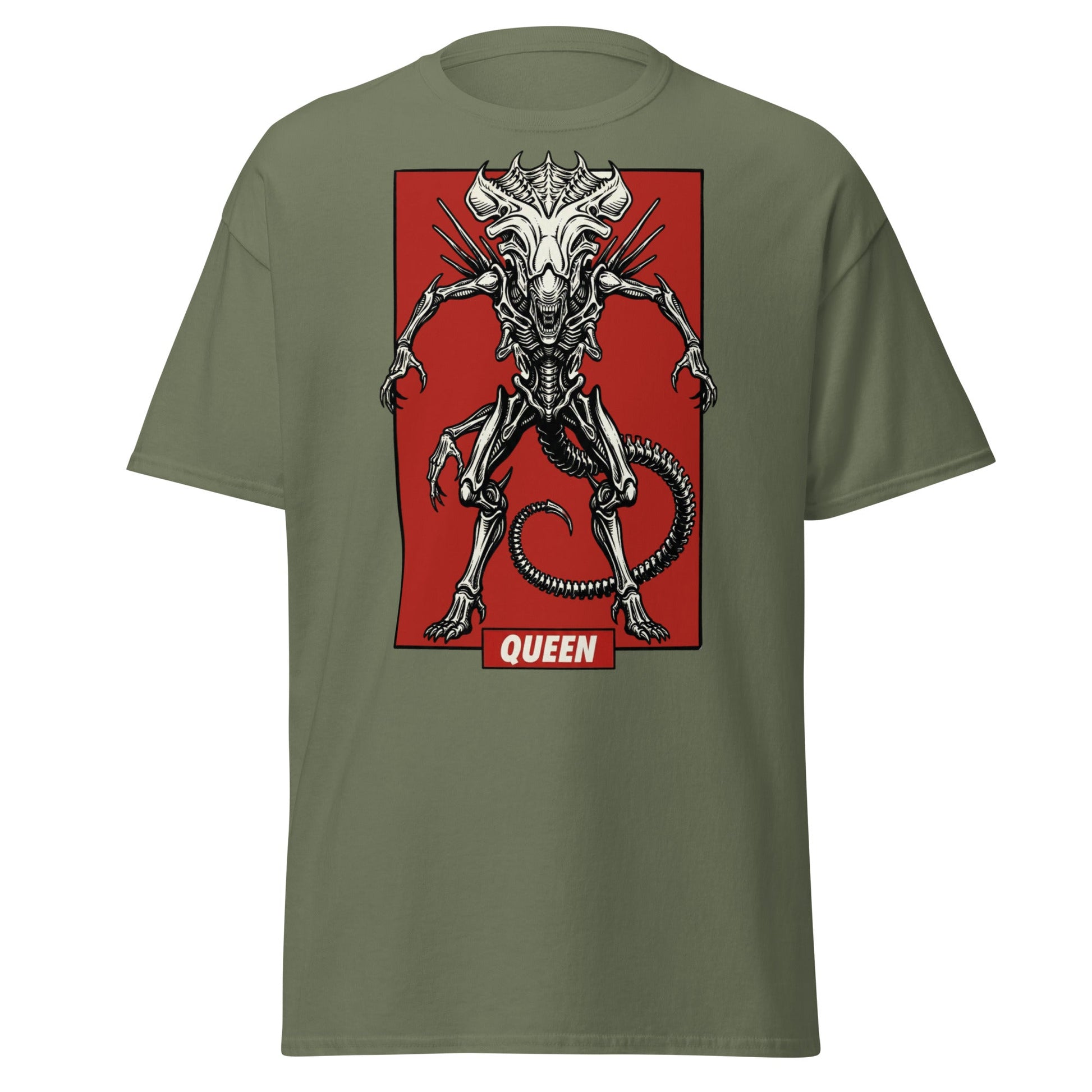 Xenomorph Queen T-Shirt - Sci - Fi Horror Alien Graphic Tee - Military Green - T-Shirts Online