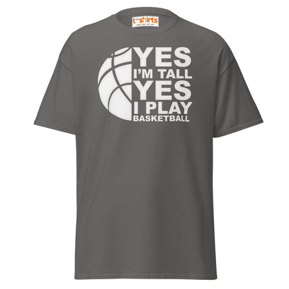 Yes I’m Tall Basketball T-Shirt | Funny Sports Tee - Charcoal - T-Shirts Online