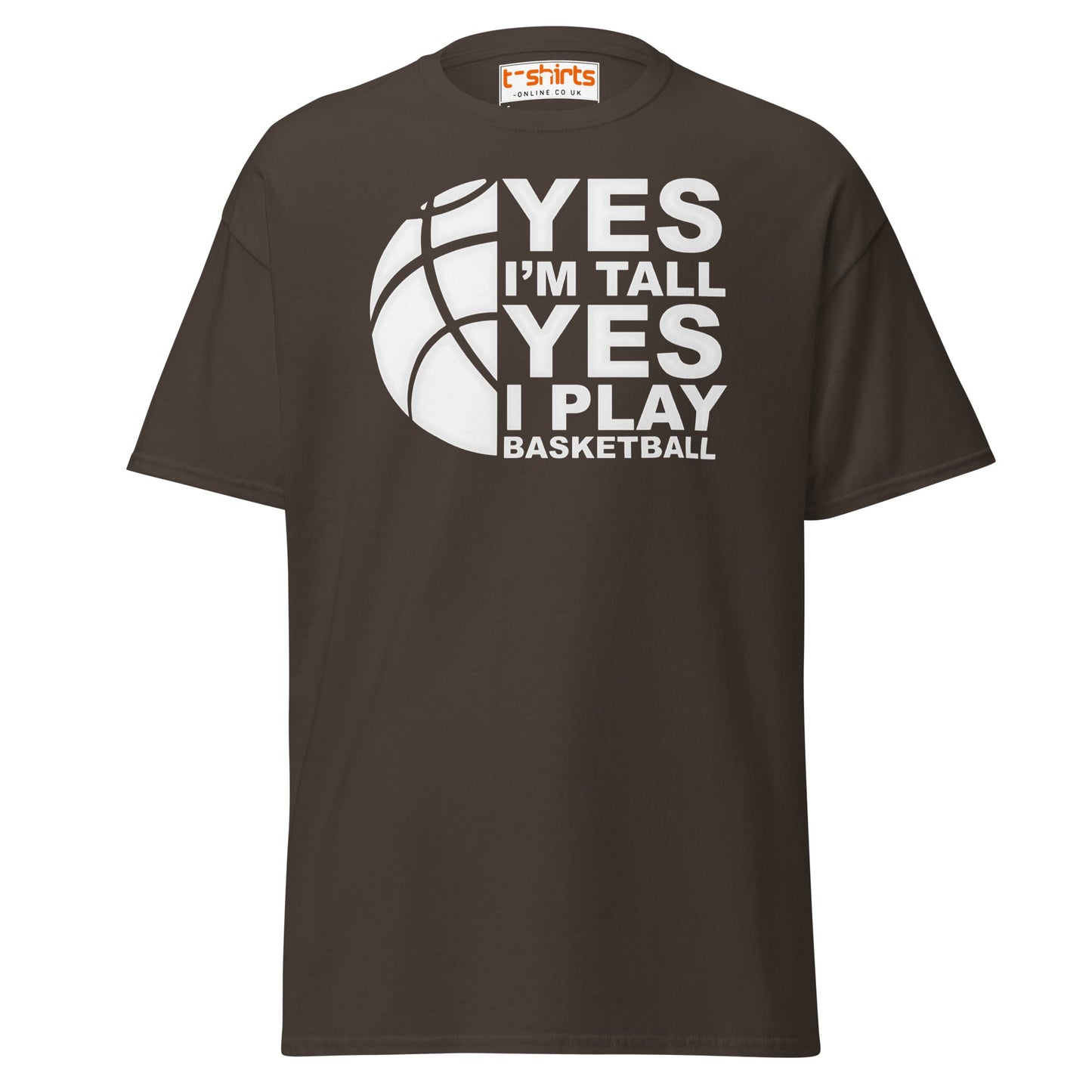 Yes I’m Tall Basketball T-Shirt | Funny Sports Tee - Dark Chocolate - T-Shirts Online