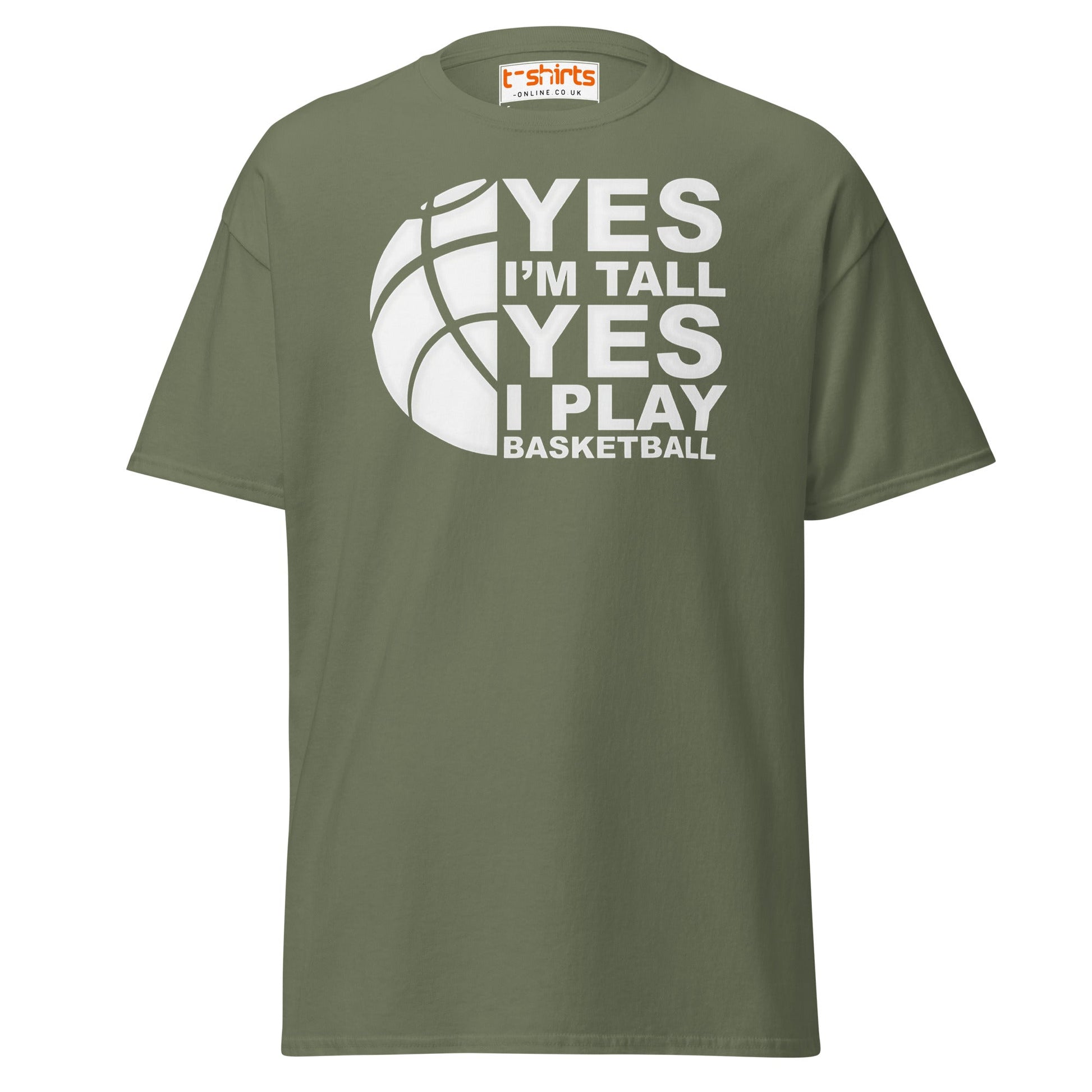 Yes I’m Tall Basketball T-Shirt | Funny Sports Tee - Military Green - T-Shirts Online
