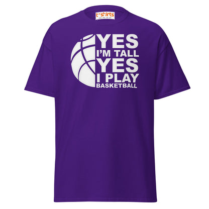 Yes I’m Tall Basketball T-Shirt | Funny Sports Tee - Purple - T-Shirts Online
