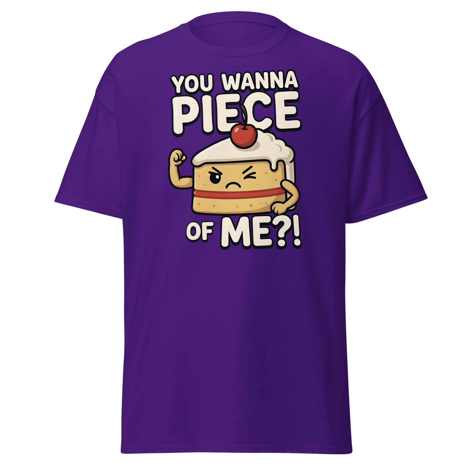 You Wanna Piece Of Me? Funny Cake Pun T-Shirt - Purple - T-Shirts Online
