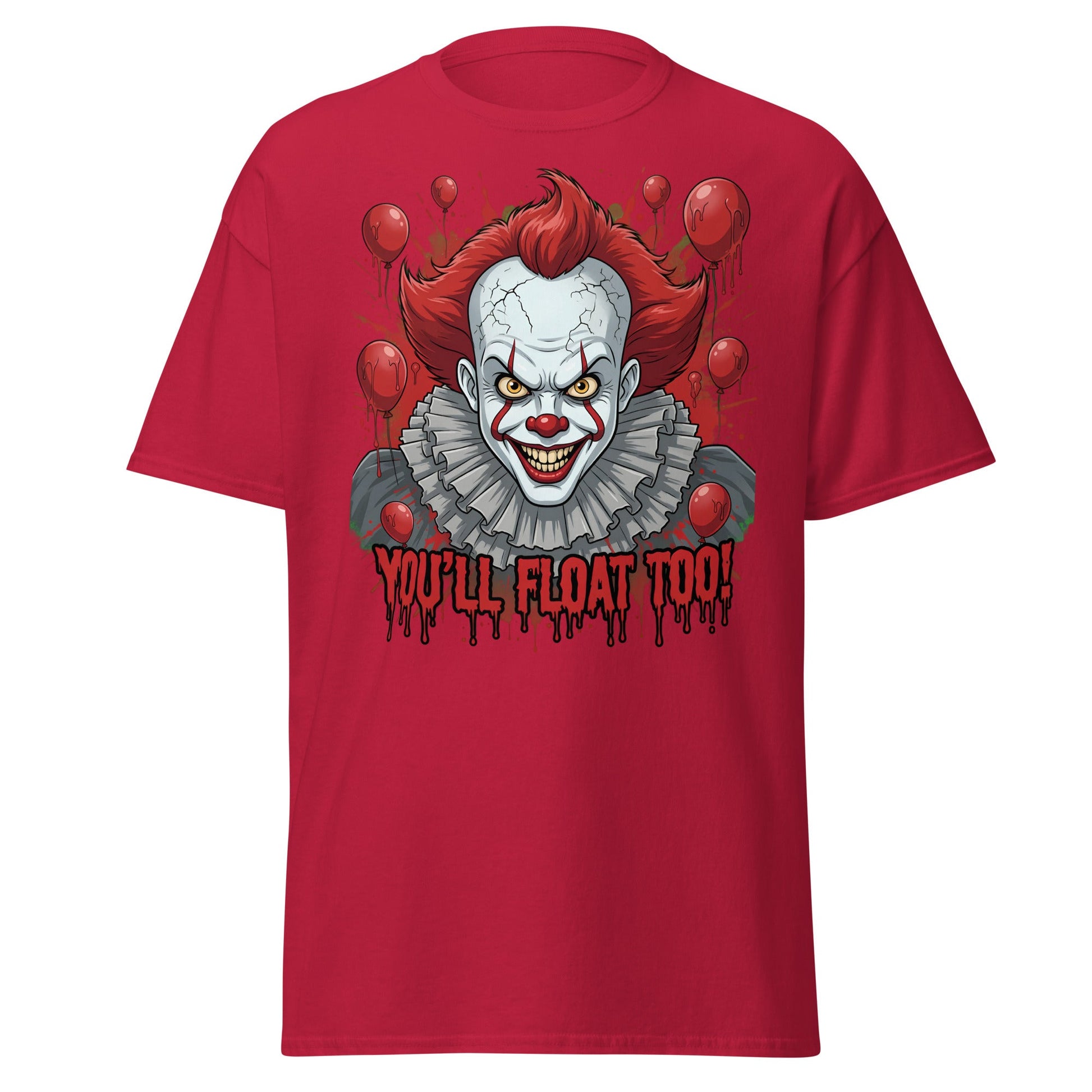You'll Float Too Clown T-Shirt - Creepy Horror Balloon Tee - Cardinal - T-Shirts Online
