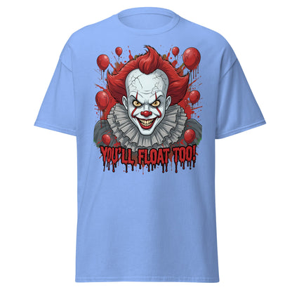 You'll Float Too Clown T-Shirt - Creepy Horror Balloon Tee - Carolina Blue - T-Shirts Online