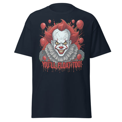 You'll Float Too Clown T-Shirt - Creepy Horror Balloon Tee - Navy - T-Shirts Online