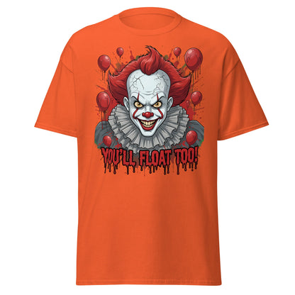 You'll Float Too Clown T-Shirt - Creepy Horror Balloon Tee - Orange - T-Shirts Online