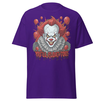 You'll Float Too Clown T-Shirt - Creepy Horror Balloon Tee - Purple - T-Shirts Online