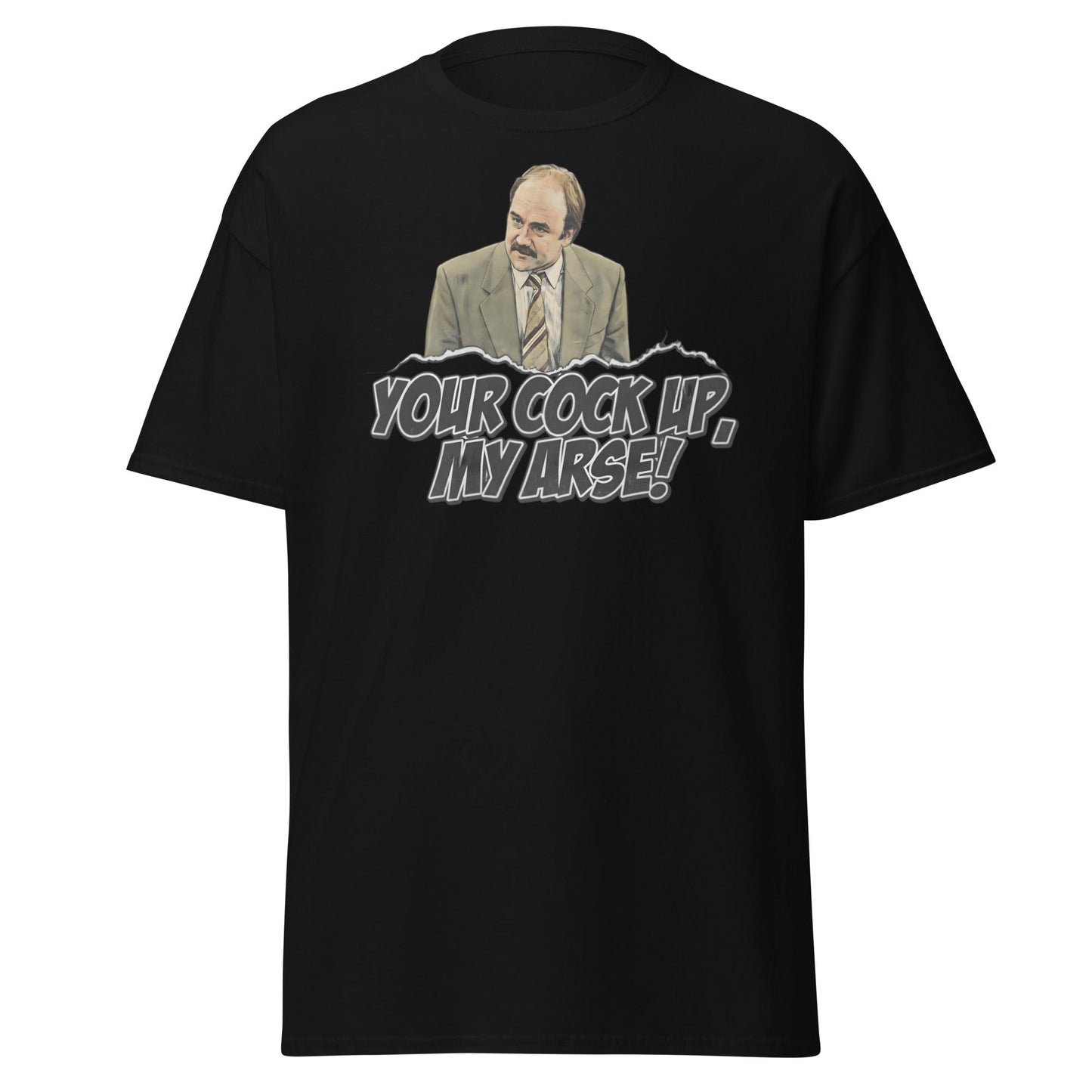 Your Cock Up My Arse T-Shirt - Inspector Grim Funny Retro Tee - Black - T-Shirts Online