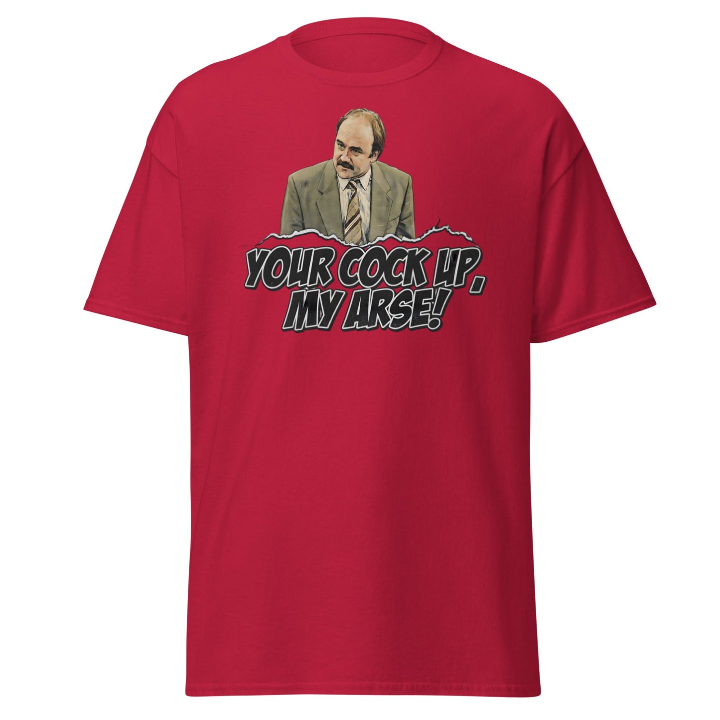 Your Cock Up My Arse T-Shirt - Inspector Grim Funny Retro Tee - Cardinal - T-Shirts Online