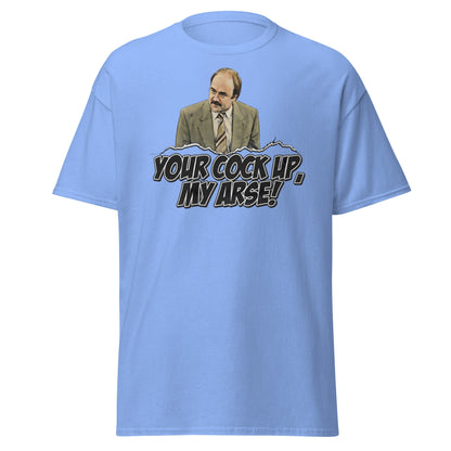 Your Cock Up My Arse T-Shirt - Inspector Grim Funny Retro Tee - Carolina Blue - T-Shirts Online