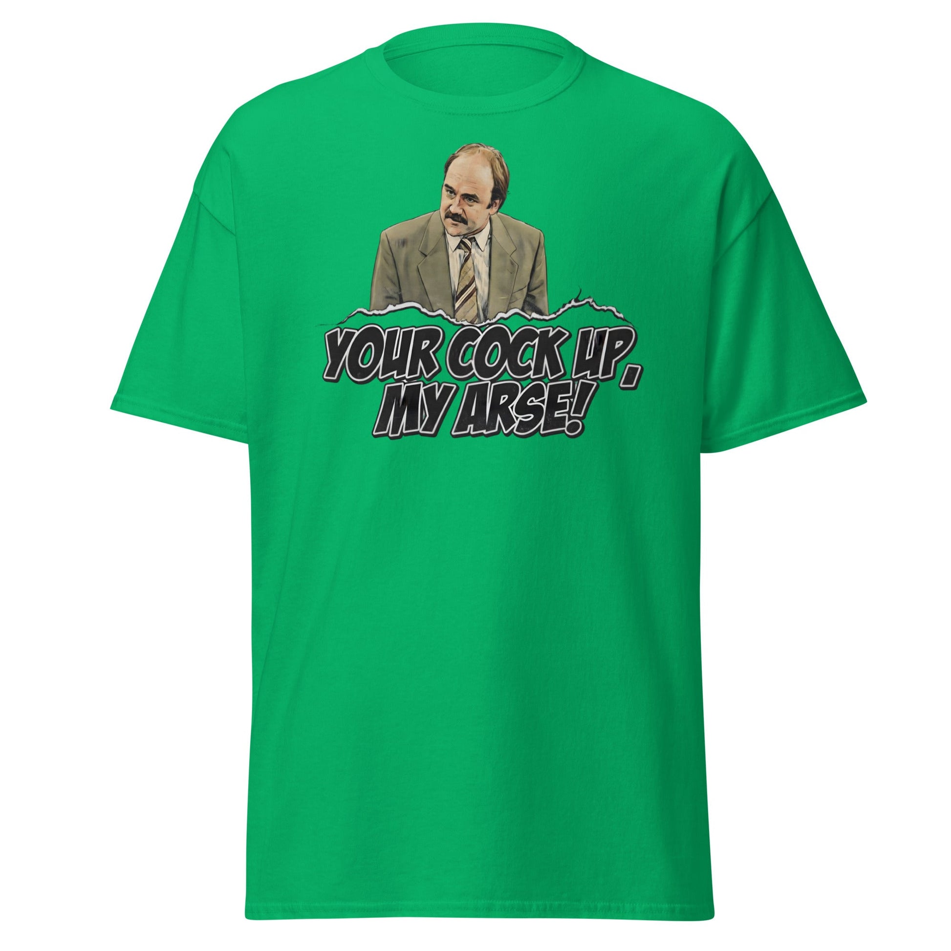 Your Cock Up My Arse T-Shirt - Inspector Grim Funny Retro Tee - Irish Green - T-Shirts Online