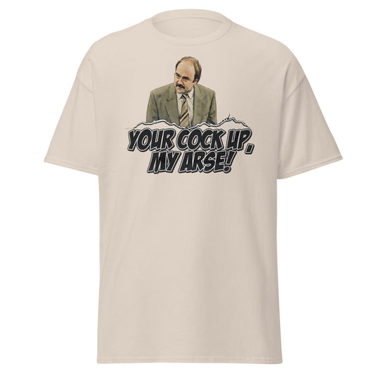 Your Cock Up My Arse T-Shirt - Inspector Grim Funny Retro Tee - Natural - T-Shirts Online