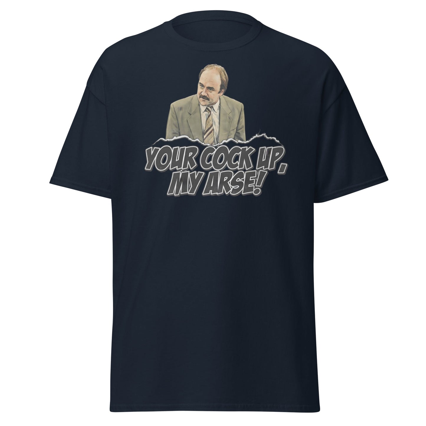 Your Cock Up My Arse T-Shirt - Inspector Grim Funny Retro Tee - Navy - T-Shirts Online
