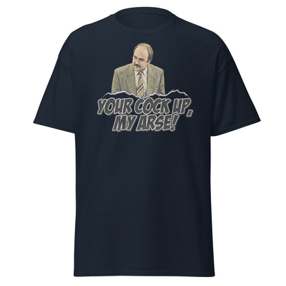 Your Cock Up My Arse T-Shirt - Inspector Grim Funny Retro Tee - Navy - T-Shirts Online