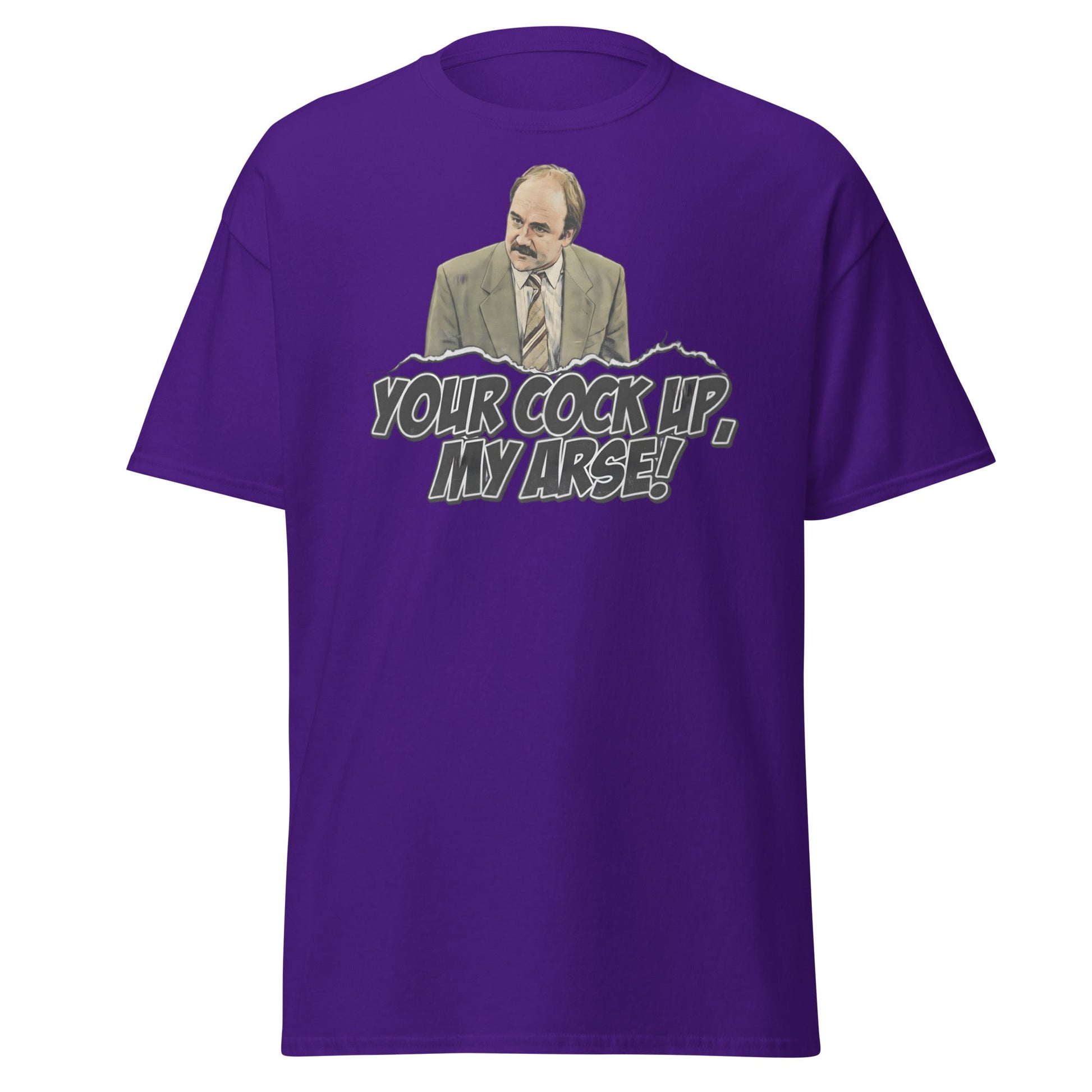 Your Cock Up My Arse T-Shirt - Inspector Grim Funny Retro Tee - Purple - T-Shirts Online