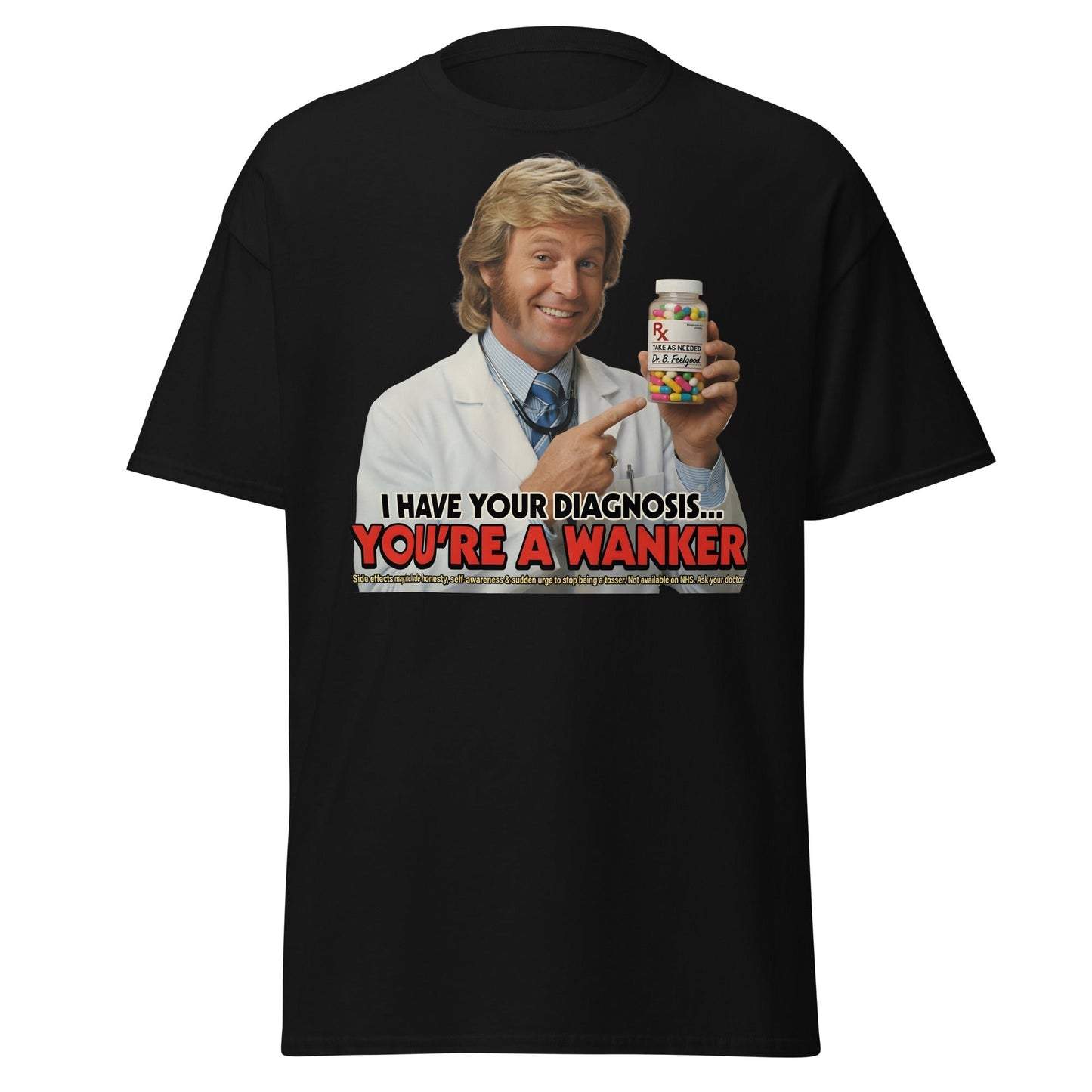 You're A Wanker Diagnosis T-Shirt – Funny Doctor Meme Tee - Black - T-Shirts Online