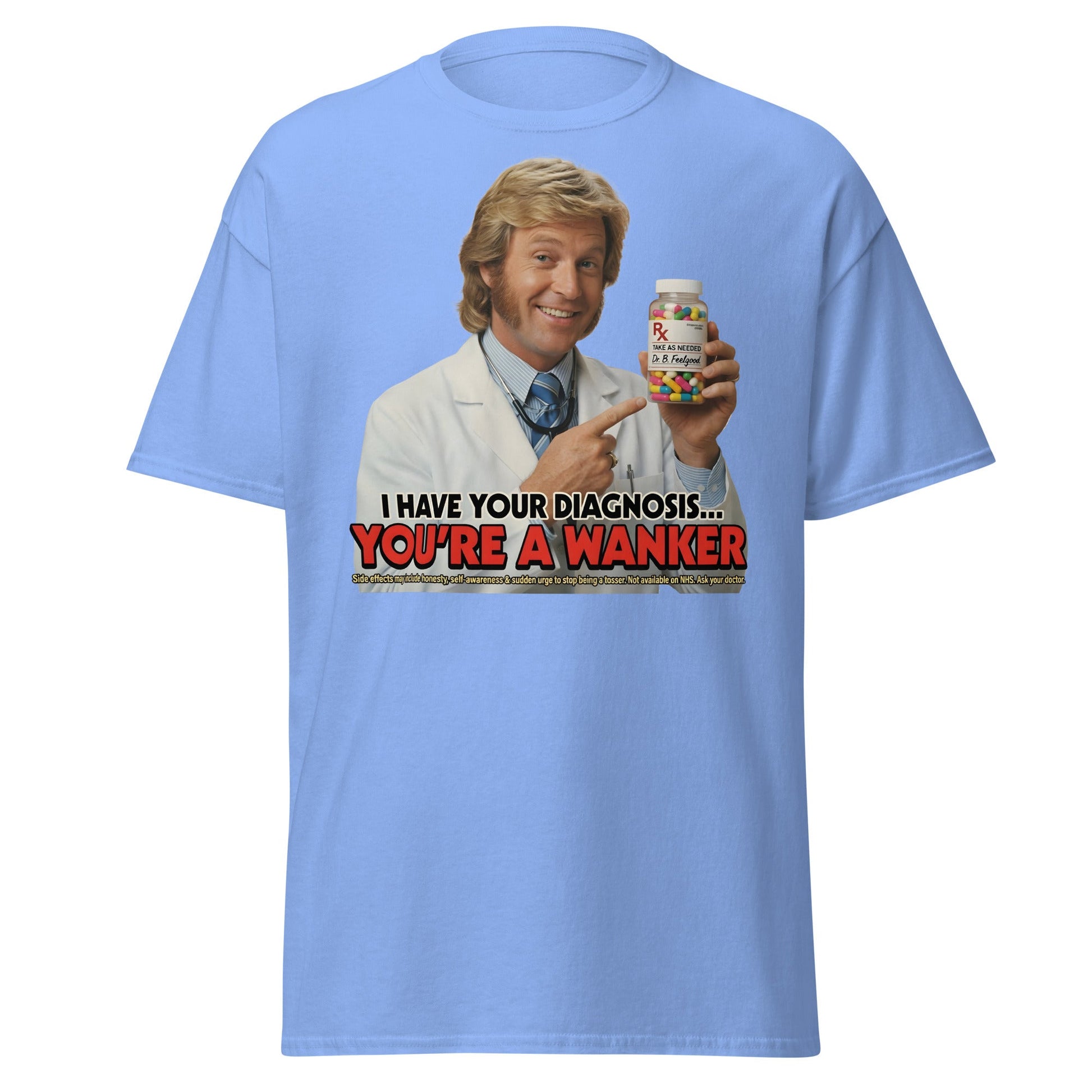 You're A Wanker Diagnosis T-Shirt – Funny Doctor Meme Tee - Carolina Blue - T-Shirts Online