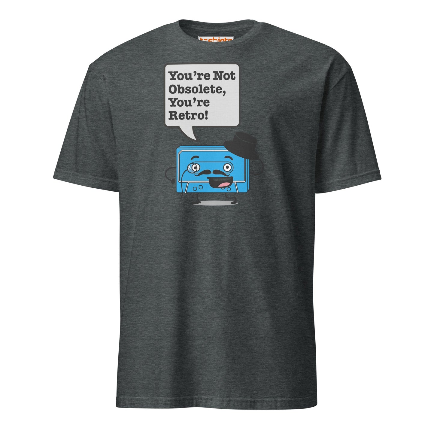 You're Not Obsolete Retro Cassette T-Shirt - Dark Heather - T-Shirts Online