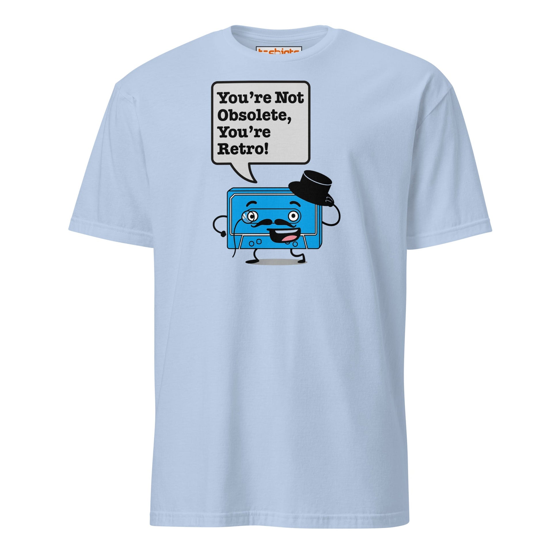 You're Not Obsolete Retro Cassette T-Shirt - Light Blue - T-Shirts Online
