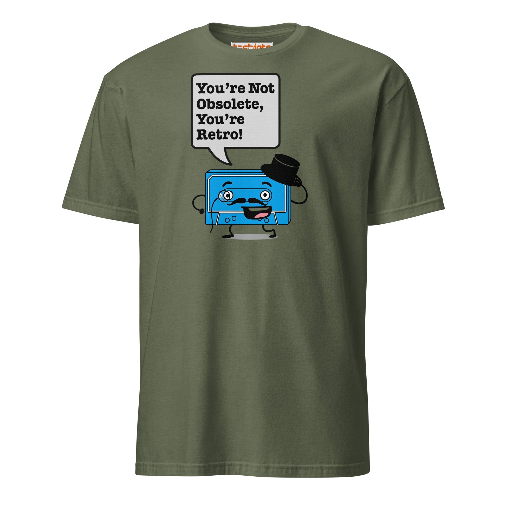You're Not Obsolete Retro Cassette T-Shirt - Military Green - T-Shirts Online