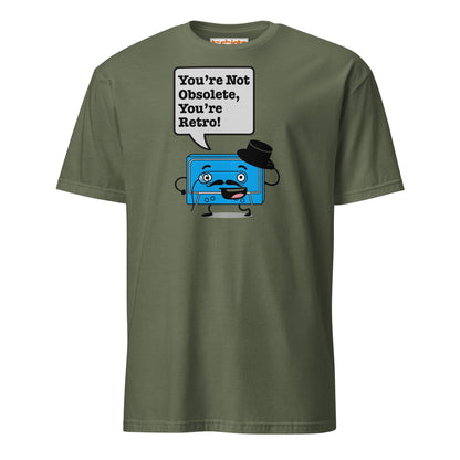 You're Not Obsolete Retro Cassette T-Shirt - Military Green - T-Shirts Online