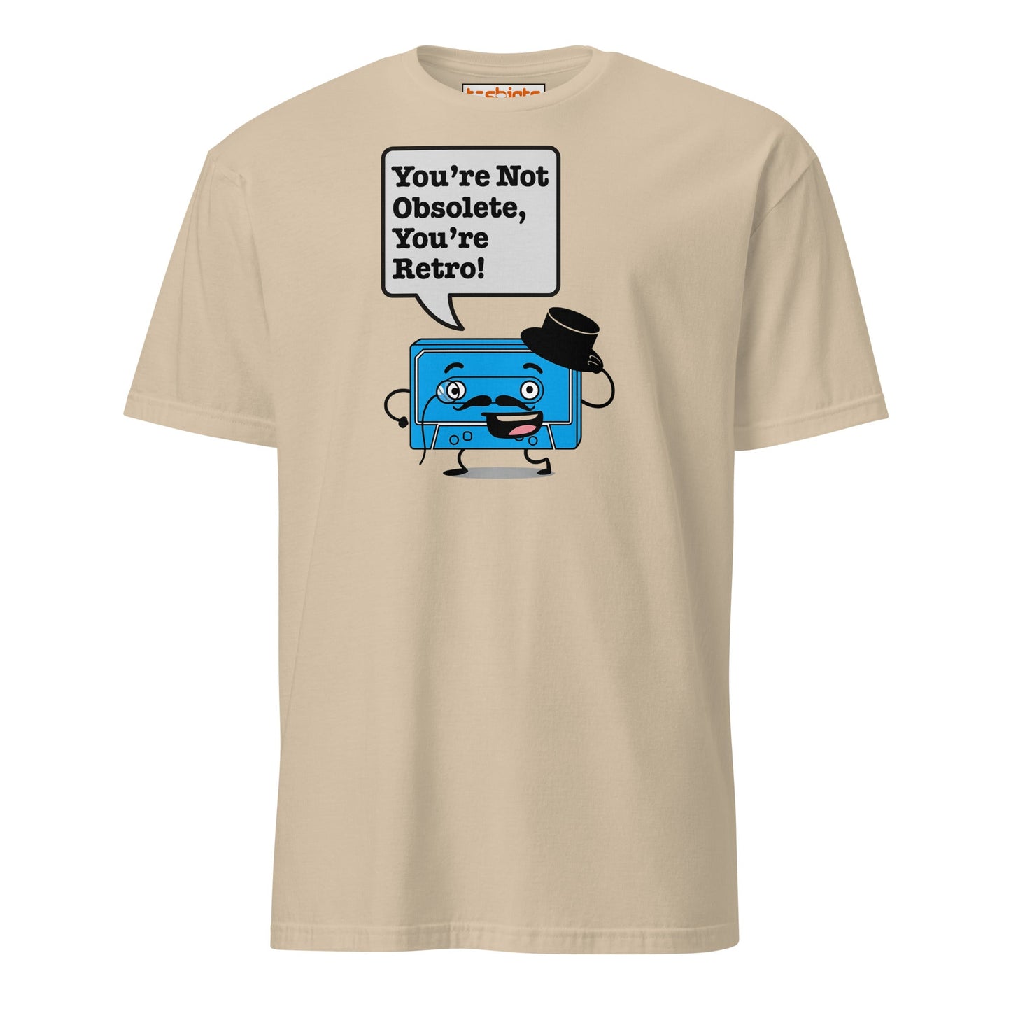 You're Not Obsolete Retro Cassette T-Shirt - Sand - T-Shirts Online