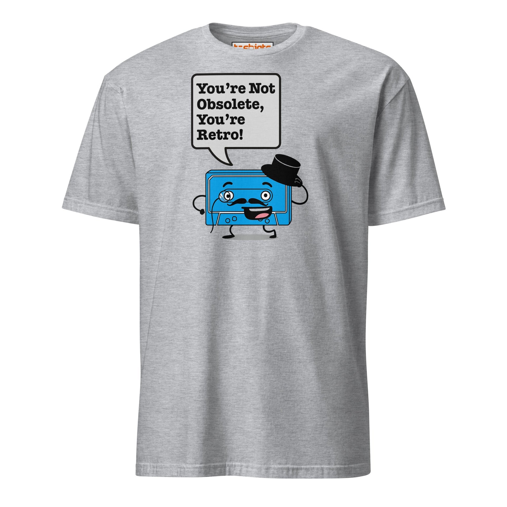 You're Not Obsolete Retro Cassette T-Shirt - Sport Grey - T-Shirts Online