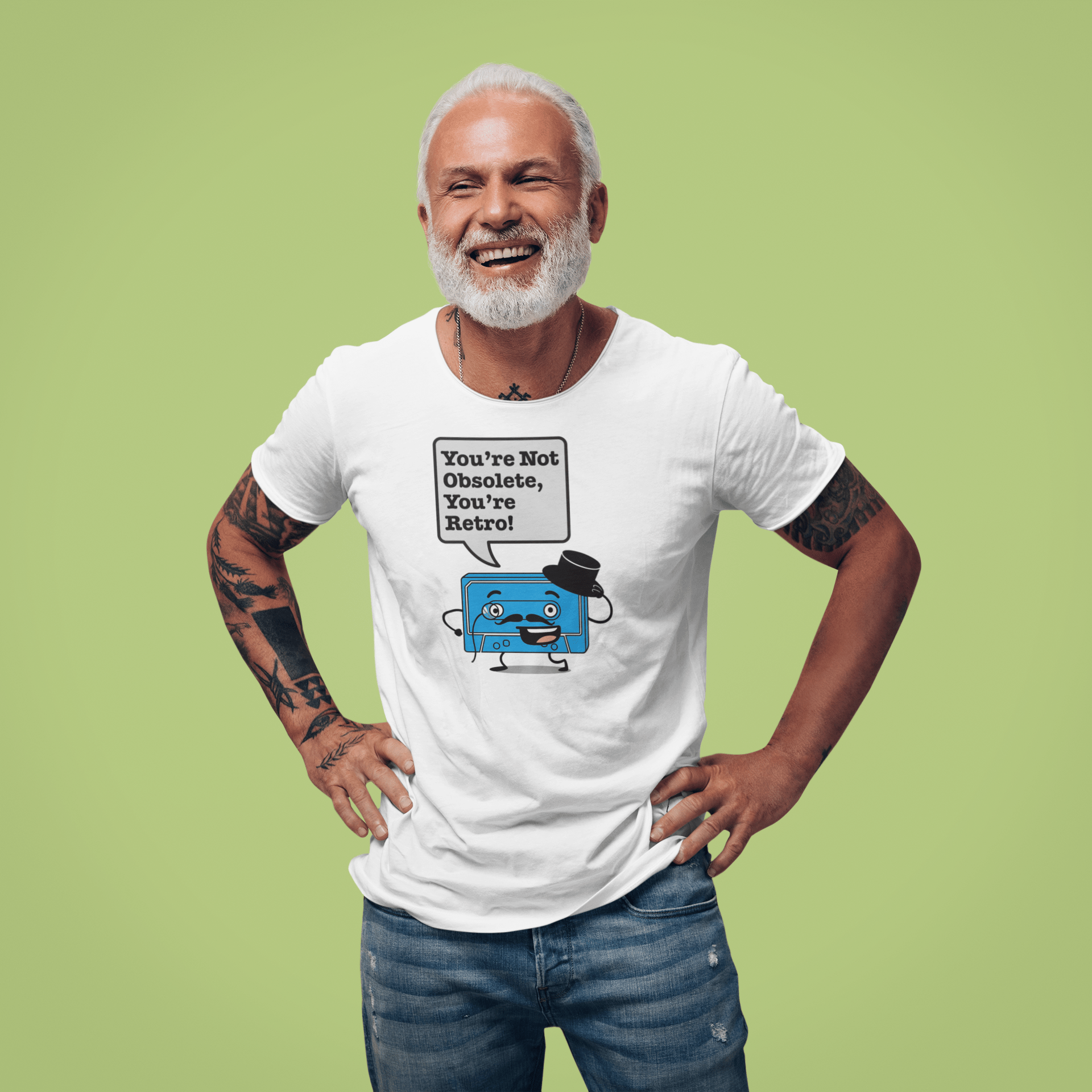 You're Not Obsolete Retro Cassette T-Shirt - White - T-Shirts Online