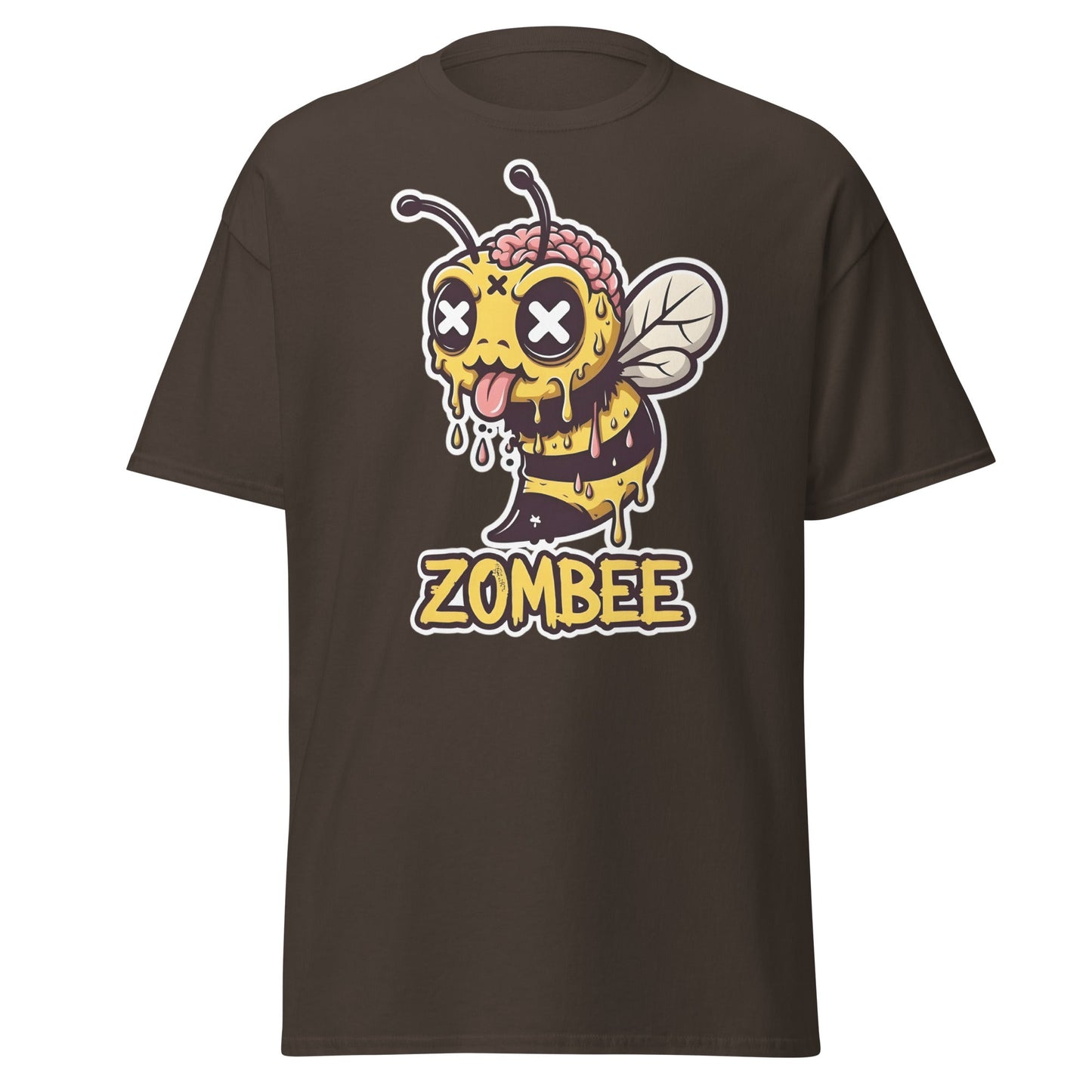 Zombee T-Shirt – Funny Zombie Bee Horror Pun Graphic Tee - Dark Chocolate - T-Shirts Online