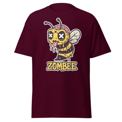 Zombee T-Shirt – Funny Zombie Bee Horror Pun Graphic Tee - Maroon - T-Shirts Online