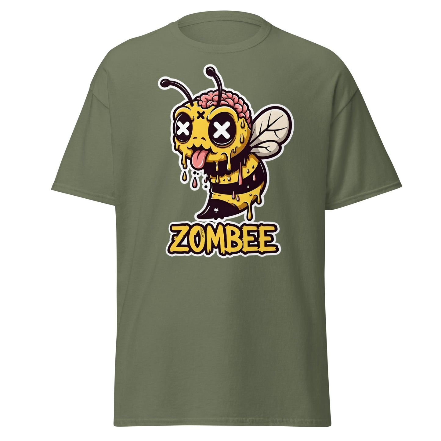 Zombee T-Shirt – Funny Zombie Bee Horror Pun Graphic Tee - Military Green - T-Shirts Online