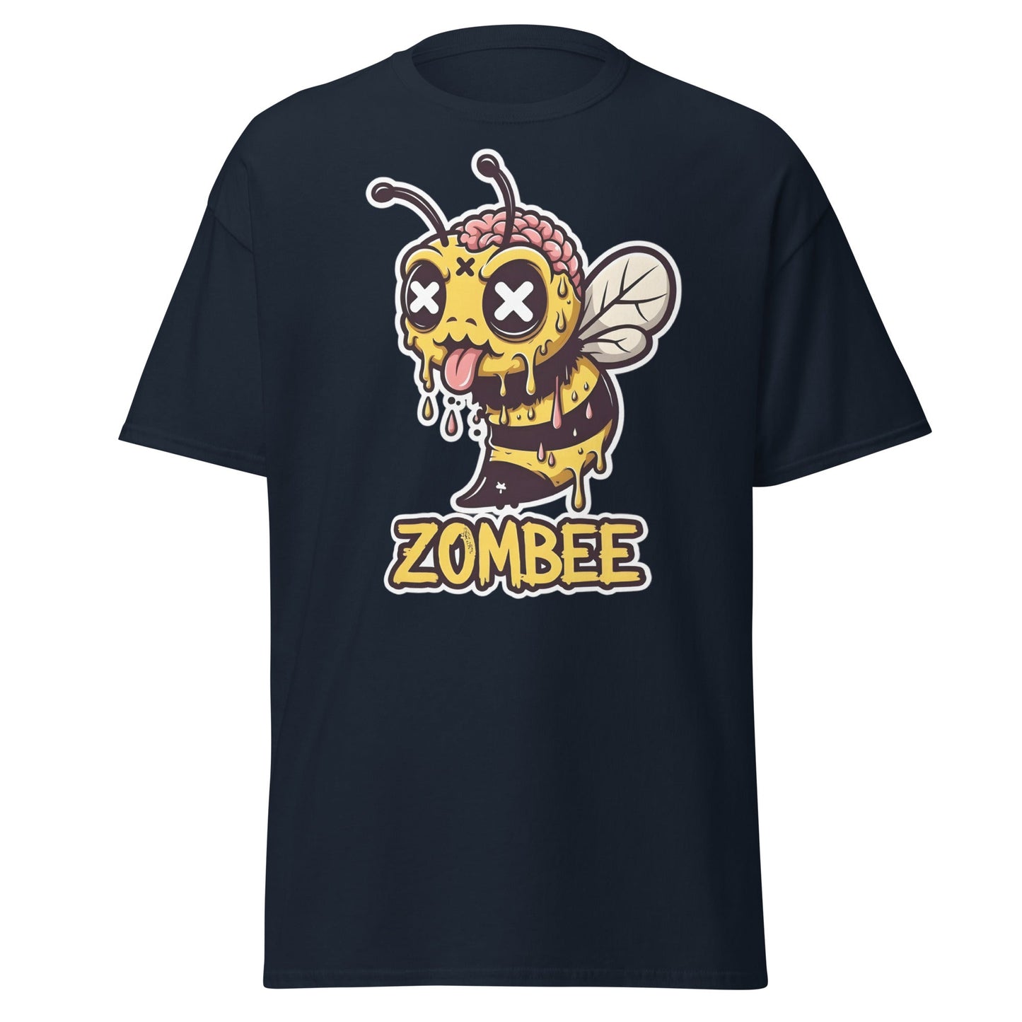 Zombee T-Shirt – Funny Zombie Bee Horror Pun Graphic Tee - Navy - T-Shirts Online