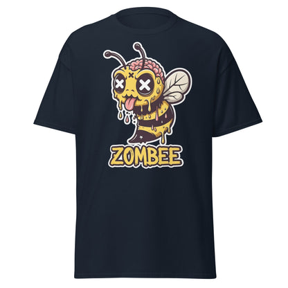 Zombee T-Shirt – Funny Zombie Bee Horror Pun Graphic Tee - Navy - T-Shirts Online